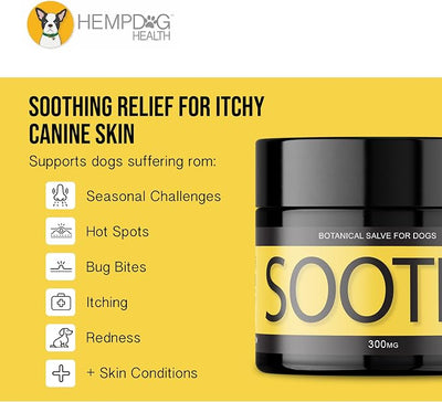 Soothe - Dog Balm with Hemp Oil - Hot Spots, Itchy Skin, Rashes, Bug Bites, & Wound Care - Natural Anti-Itch Relief