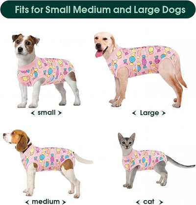 Kuoser Dog Surgery Suit Female Spay, Dog Recovery Suit Male Neuter, Pet Clothes Onesie for Surgery Anti Licking Abdominal Wounds Puppy Surgical Recovery Bodysuit Shirt, Substitute E-Collar & Cone