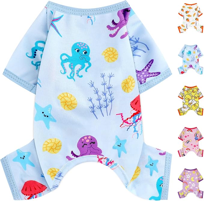 Dog Pajamas Pjs Soft Stretchy Dog Clothes for Small Dogs Girl Boy Medium Size Dogs Spring Summer Puppy Clothes Doggie Onesies Cat Pet Jammies Outfit