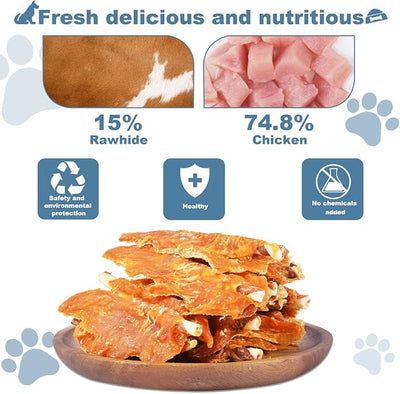 Chicken Jerky Twist Rawhide Dog Treats Sticks 8oz | 74.8% real poultry breast; 66% high protein; 2% ultra low fat; mechanical plaque removal; perfect for small & medium breeds