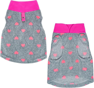 Rbenxia 1 Piece of Grey Dog Heart Sweater with Leash Ring Soft Fleece Vest Dog Pullover Warm Jacket Pet Dog Clothes Winter Dogs Outfits for Small Puppy Cat Pets (X-Small)