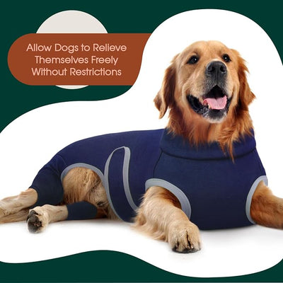 Kuoser Dog Surgery Recovery Suit, Professional Dog Surgical Suit for Back Legs, Soft Dogs Recovery Sleeve to Prevent Licking Biting Wounds, Dogs Onesie After Surgery Elbow Protector, Blue S