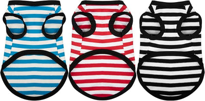 Paiaite 3 Pieces Striped Dog Shirt Light Color Cotton Sleeveless Puppy Shirts Breathable Pet Apparel Tank Top Colorful Puppy Sweatshirt Clothes for Small Medium Dogs XXS