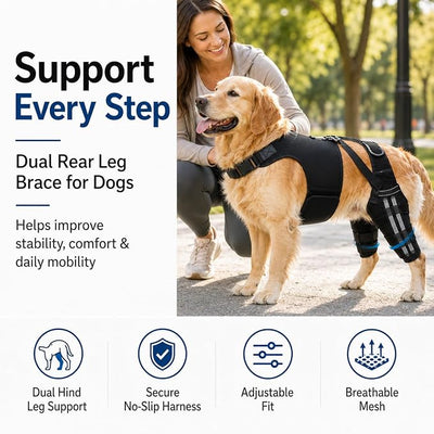 Dog Knee Brace for Back Legs (S) – Dual Hind Leg Support with Hip Harness, Adjustable Joint Stabilizer for Cruciate Ligament & Mobility Assistance, Breathable Pet Leg Wrap