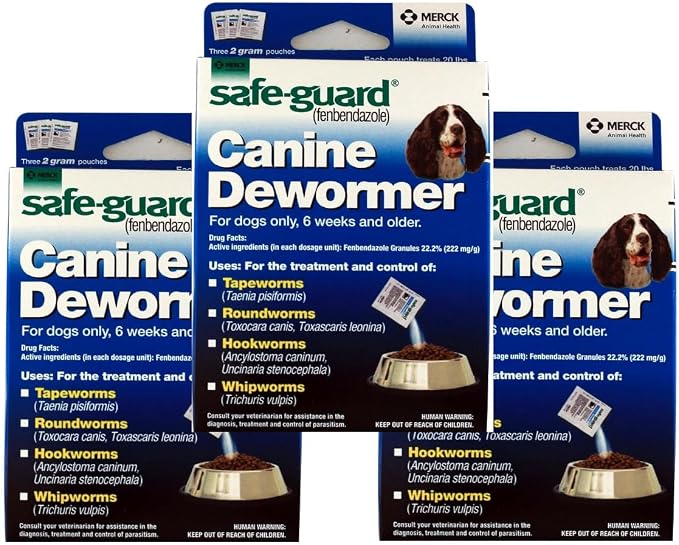 Safe-Guard Canine Dewormer For Dogs Only, 6 Weeks and Older, 9 Pouches Total(3 Packages with 3 Pouches each)
