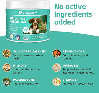 Calming Chews for Dogs | Seizure Medicine for Dog | Natural Herbal Formula Calms The Nervous System | Ashwagandha, Milk Thistle, Turmeric | Calming for Dogs Anxiety - 120 Chews
