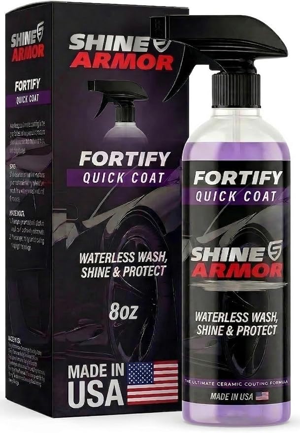 SHINE ARMOR Fortify Quick Coat - 8oz Ceramic Waterless Detailer Spray | 3-in-1 Wash, Wax & Nano-Ceramic Coating | Mirror Shine, Zero Streaks, No Dust Residue | 6-12 Month Protection | Made in USA | Spray On, Wipe Off. Ceramic Protection That Lasts 6 to...