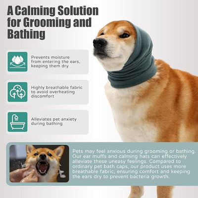 Dog Calming Hoodie, Hematoma Ear Wrap, Quiet Head Cover Sleeves Ear Covers for Bath, Thunderstorms