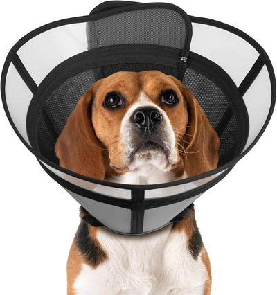 Cone for Dogs – Soft Elizabethan Collar for Large, Medium & Small Dogs | Post-Surgery Recovery, Anti-Licking, Adjustable & Lightweight Dog Cone Alternative (Black,S)