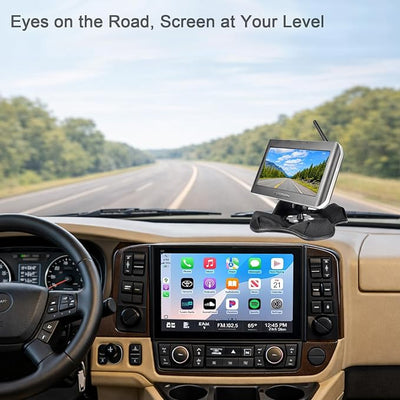 VAUBORTTI for Furrion 5″ & 7″ Camera Monitor Mount, RV Beanbag Dashboard Holder with 1" Ball Adjustable Aluminum Arm, Anti-Slip Base, No Drill Mount for Truck Trailer Backup Systems
