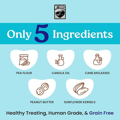 Wet Noses Organic Crunchy Dog Treats – All-Natural, Human-Grade, Non-GMO, Healthy Training & Delicious Snacks for Dogs, for All Dog Sizes & Breeds – Grain Free Peanut Butter & Molasses, 14oz (2 Pack)