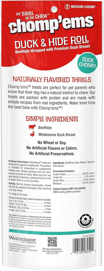 Chomp’ems Premium Beefhide Chew for Dogs, 1 Chew