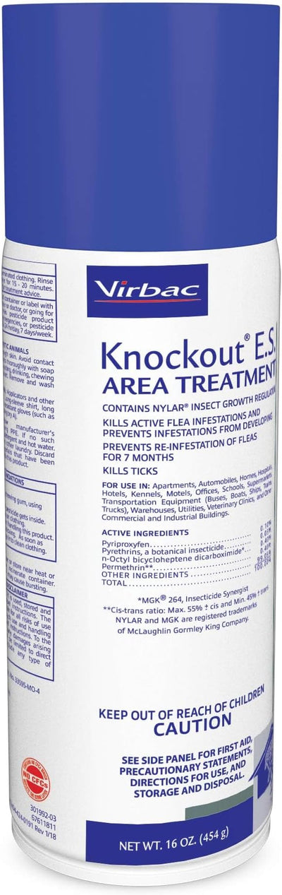 Virbac KNOCKOUT® E.S. Area Treatment Carpet Spray, Kills Fleas, Flea Eggs, Flea Larvae, and Prevents Infestations, 16 oz