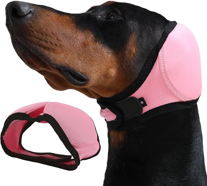 Dog Ear Muffs & Swim Cap and No Shake Ear Wrap for Bathing, Hematoma, Drying & Noise Anxiety Relief - Elastic Waterproof Ear Protection with Calming Hoodie for Grooming
