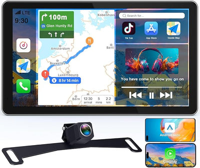 Wireless CarPlay Screen with Backup Camera: Auto Reconnect in Seconds - Maps, Music & Calls Ready for Daily Commute - 7" Touchscreen with 1080P Wired Rear Camera, Modern Upgrade for Older Cars