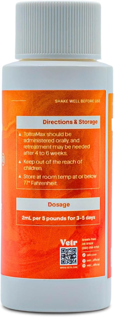 Toltrazuril 2.5% for Horses, Dogs, Cats, 60mL/2 Ounce, for Non-Food Chain Animals