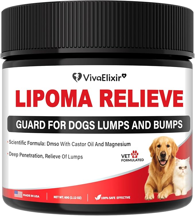 Lipoma Treatment for Dogs & Cats, Dog Balm with Castor Oil, DMSO Cream, Support Joint Comfort with Natural Ingredients, Reduce Bumps, Promotes Healthy Tissue & Skin, Safe for All Breeds-60g