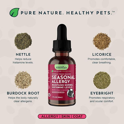 Animal Essentials Seasonal Allergy Treatment for Dogs - Liquid Herbal Support for Dogs & Cats, Wellness Supplement for Sensitive Skin & Seasonal Comfort, Licorice Tincture, 100% Organic - 1 fl oz
