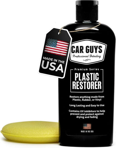 CAR GUYS Plastic Restorer | Bring Plastic, Rubber, and Vinyl Back to Life! | User Friendly Trim Restorer | Safe Auto Detailing Supplies | 8 Oz Kit with Foam Applicator