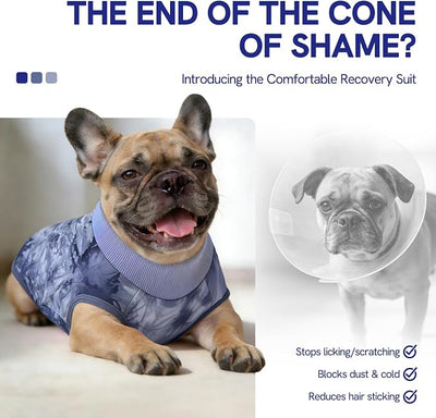 SAWMONG Recovery Suit for Dogs Female Male, Cotton Breathable Dog Onesie After Surgery Spay Neuter, Professional Pet Surgical Suit, Substitute E-Collar Cone (Tie-dye Blue, XS)
