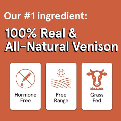 TRMC Real Meat Dog Treats - 12oz Bag of Bite-Sized Air-Dried Venison Jerky for Dogs - Grain-Free Jerky Dog Treats Made up of 95% Free-Range, Grass Fed Venison - Natural High Protein Dog Treats