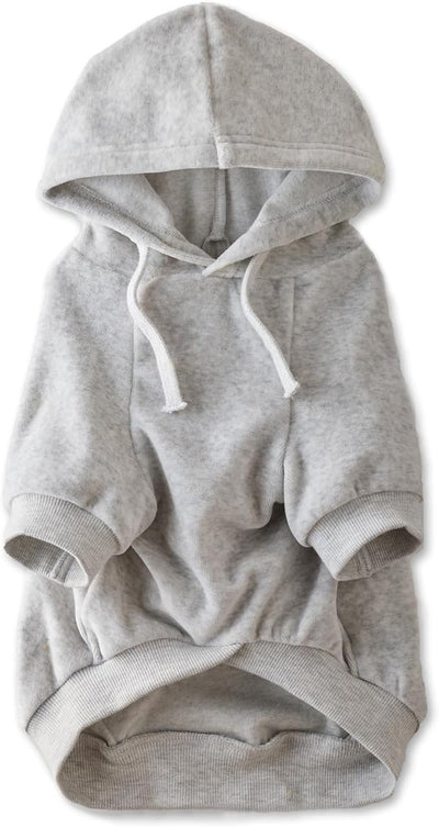 Pet Passion Cooper II Organic Cotton Velour Dog Hoodie Pet Coat for Small, Medium and Large Dogs, Light Heather Gray, XX-Small (4-7 lbs)
