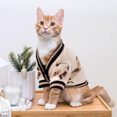 ABRRLO Small Dog Sweaters Cute Bear Dog Cardigans Clothes for Small Medium Dogs Boy Girl Puppy Cat Knitting Cardigan Outfits Dogs Winter Coats Warm Pet Doggy Clothes Soft Knitwear Apparel (Beige,XL)