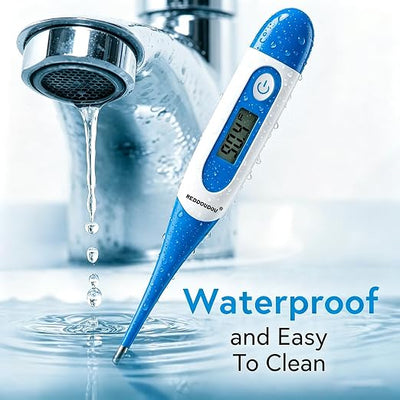 Digital Pet Thermometer for Accurate Fever Detection, Suitable for Cats/Dogs/Horse/Veterinarian, Waterproof Pet Thermometer, Fast and Accurate Measurements in 20 Seconds (Blue)
