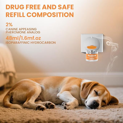 Dog Calming Diffuser, 6 in 1 Puppy Pheromones Calming Diffuser, Relaxing Pheromone Plug in Kit for Dogs Relief Stress Anxiety Fighting Scratching Peeing Accidents, 2 Diffuser 4 Refill(48ml)