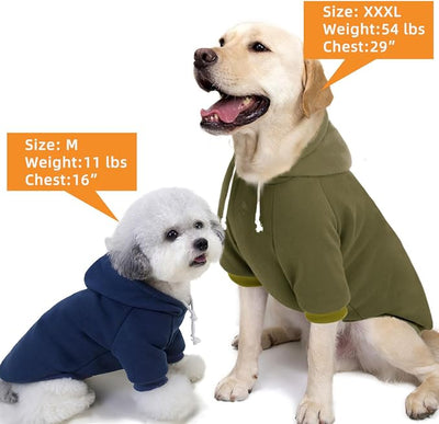 2-Pack Dog Hooded Sweaters & Jackets - Soft Dog Clothes Hoodie for Small/Medium/Large Dogs & Cats | All-Season Comfort & Fit, Stylish Pet Shirts Apparel & Accessories (Army Green, Navy, Small)