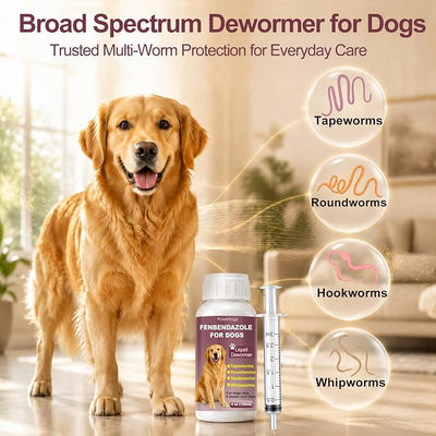 Dewormer for Dogs Fenbendazole Dog Dewormer for Tapeworms, Roundworms, Hookworms and Whipworms
