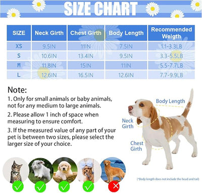 Dog Dress Bowknot Harness Leash Set for Small Girl Dogs Blue Daisy Floral Dog Cat Clothes Cute Puppy Outfits Pet Clothes Spring Summer Breathable Dresses(Medium)