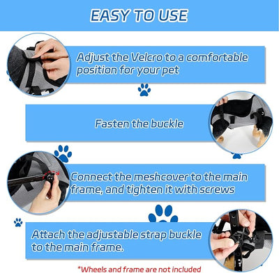 Dog Wheelchair for Back Legs, Light Weight Dog Wheelchair Cart with Disabled Hind Legs Walking, Adjustable