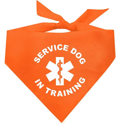 Service Dog in Training Dog Bandana | 100% Cotton Adjustable Triangle |Service Dog | Working Animal | Assistance |Orange, X-Small (289)