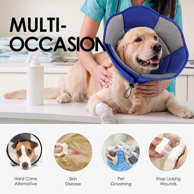AOFITEE Dog Cone - Soft Cone for Dogs to Stop Licking After Surgery, Foldable Small Dog Cone Collar, Adjustable Cones for Dogs for Wound Healing, Elizabethan Pet E-Collar, Blue Small