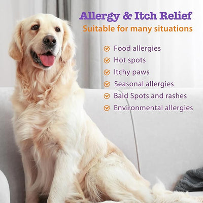 Dog Allergy Chews 200ct, Anti Itch Relief for Dogs Itching Skin Relief Dog Allergy Relief Immunity Chews with Probiotics Colostrum Omega 3 Fish Oil for Dry Itchy Skin Licking Seasonal Allergies