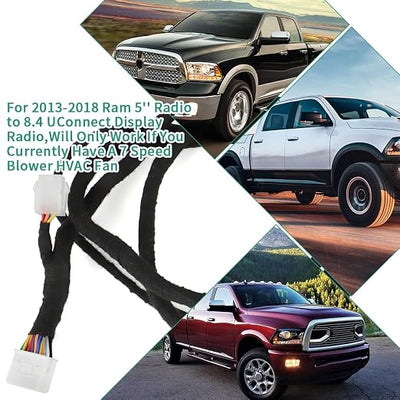 for 2013-2018 Ram Truck 8.4 UConnect Conversion Upgrade Harness 7 Speed Fan HVAC