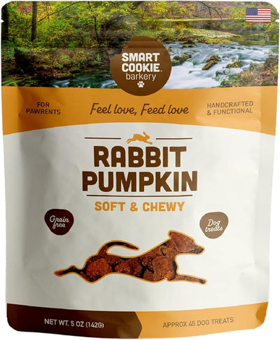 Smart Cookie Healthy Soft Dog Treats - Rabbit & Pumpkin - Grain Free Limited Ingredient Training Treats for Dogs with Sensitive Stomach & Allergies, Natural Novel Protein, Made in the USA (5oz.)