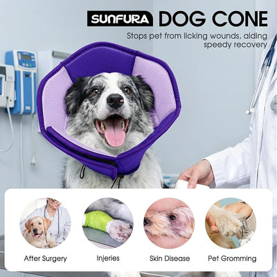 Dog Cones for Large Dogs, Soft Pet Cone Stop Licking After Surgery, Adjustable Pet E-Collar Alternative for Wound Healing, Purple X-Large