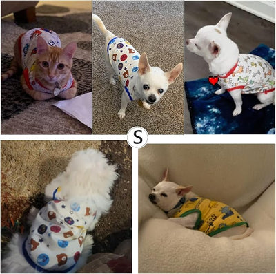Geyoga 6-Piece Dog Shirts - Cute Printed Cotton Pet Shirts & Sweatshirts for Dogs (L)