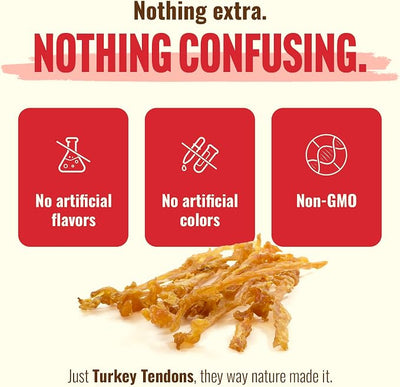 Natural Farm Turkey Tendons for Dogs (16oz Pack), Hypoallergenic Dog Treats, Rawhide Alternative, Grain-Free Natural Dog Chews for Small, Medium and Large Breeds.