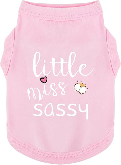 Paiaite Dog Clothes Fashionable Sleeveless Pet Vest: 'Little Miss Sassy' Printed Cotton Dog Shirt, Ideal for Small, Medium, and Large Breeds, Ensuring Comfort and Breathability Pink 3XL