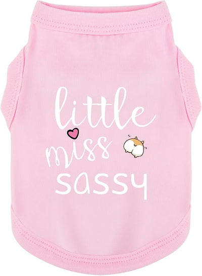 Paiaite Dog Clothes Fashionable Sleeveless Pet Vest: 'Little Miss Sassy' Printed Cotton Dog Shirt, Ideal for Small, Medium, and Large Breeds, Ensuring Comfort and Breathability Pink XXL
