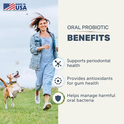 FOUR LEAF ROVER Dental Powder for Dogs - Probiotic Support for Bad Breath, Plaque & Tartar - with Kelp & Weissella Cibaria - 30-Day Supply