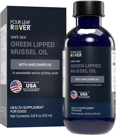 FOUR LEAF ROVER Safe-Sea - Green Lipped Mussels for Dogs with Ahiflower Oil and Astaxanthin - Sustainable Alternative to Fish Oil - for Healthy Skin & Joints - Veterinarian Formulated