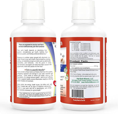 Vital Earth Minerals Pet Fulvic – 70+ Trace Minerals for Pet Health, Joint Supplement, Allergy Relief for Cats, Dogs & Farm Animals, 16 Oz