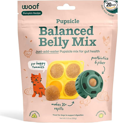 WOOF Dog Pupsicle Mix - Easy-to-Make DIY Pupsicle Refills - Tasty, Healthy Pupsicle Mix - Wholesome Ingredients - Long-Lasting Treats for Dogs - Balanced Belly Mix