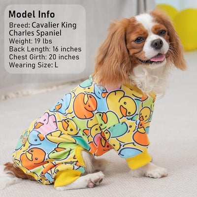 KYEESE Dog Pajamas Velvet Pet Coat Colorful Duck Pets Jammies Comfy Dog Clothes Stretchable Dogs Onesie Soft Pet Pjs Doggie Pajamas for Small Dogs Stretchy Doggie Costumes, Small