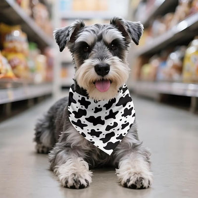 KEIAHUAN Cow Print Dog Bandana Adjustable Dog Bandanas Reversible Triangle Scarf Holiday Puppy Kerchief Bib Accessories for Dogs Cats Pets