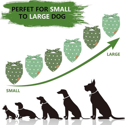FYSUIMU 2 Pcs Green Polka Dot Dog Bandanas Triangle Pet Scarf Adjustable Puppy Neckerchief Dog Bib for Medium Large Cat Costume Accessories